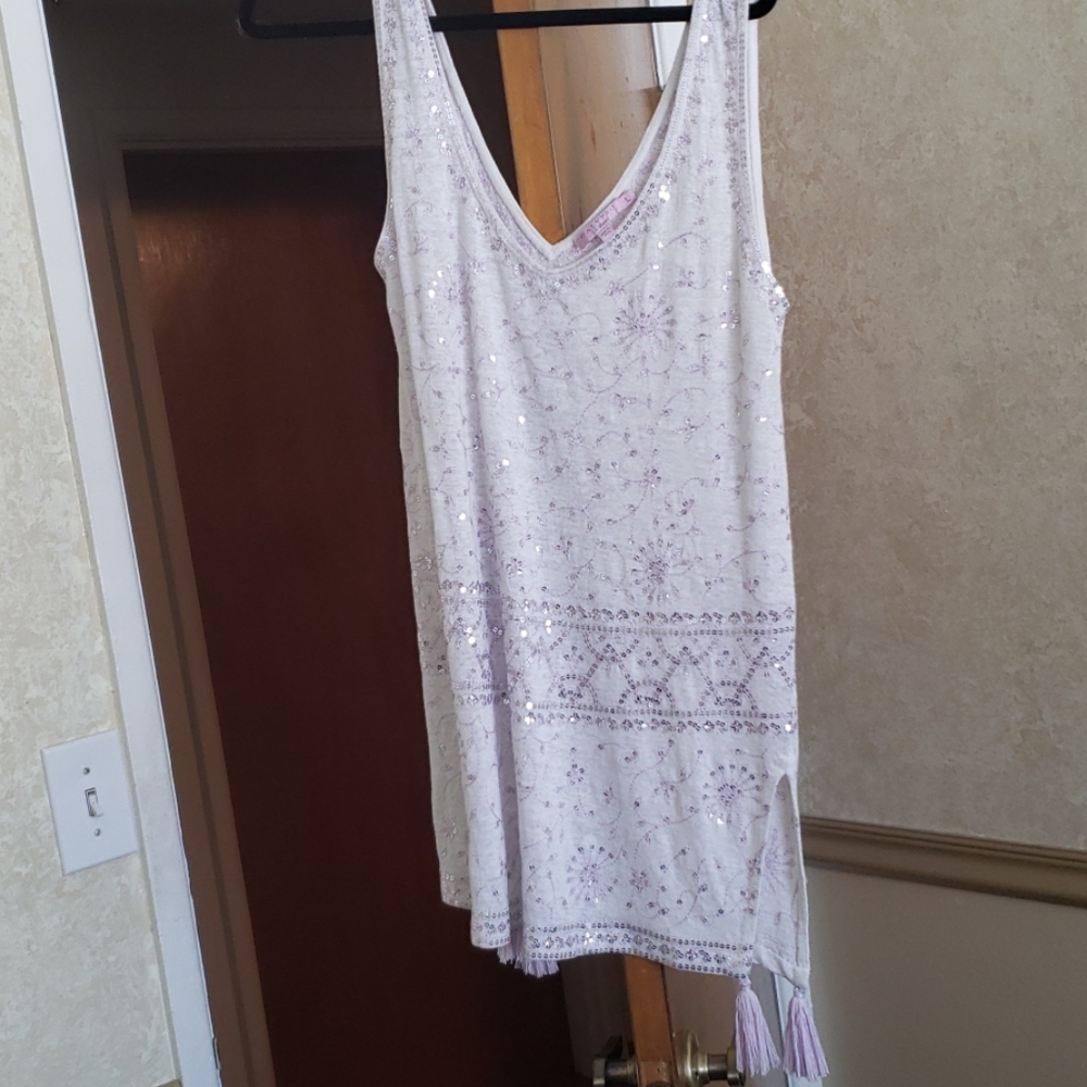Calypso lavendar silver sequined shirt